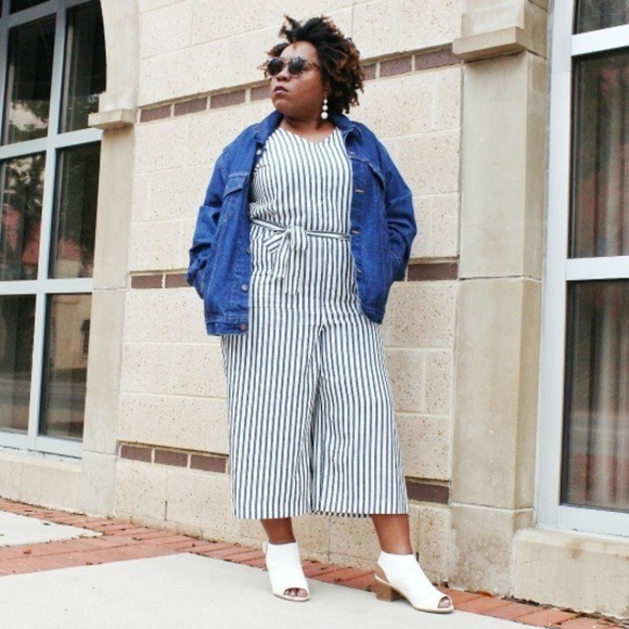 Universal Thread Pants - Universal Thread Blue and White Striped Jumpsuit